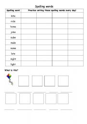 English Worksheet: Spelling list 