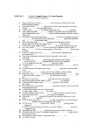 English Worksheet: sentence completion exercise in present simple and present progressive