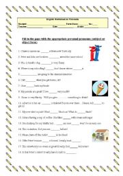 English Worksheet: Worksheet on Pronouns