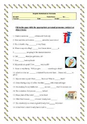 Worksheet on Pronouns