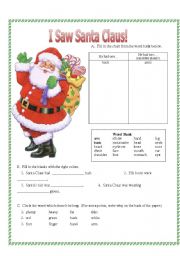 English Worksheet: I Saw Santa Claus!