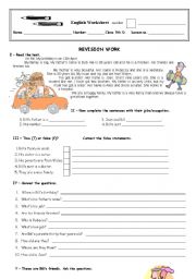 English Worksheet: Revision work