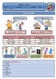 English Worksheet: BILL IS PLUMPER THAN JOE. / ANN IS MORE INTELLIGENT THAN TIM.