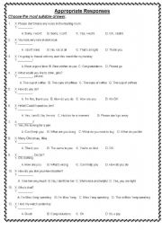 English Worksheet: appropriate responses