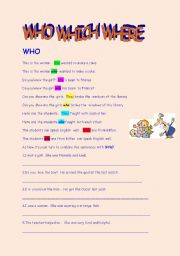 English Worksheet: Relative Pronouns 1 ( who )