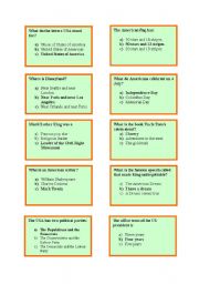 English Worksheet: Cards on the USA Team B