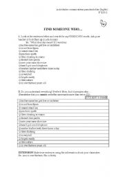 English Worksheet: Find someone who...