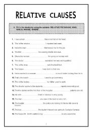 English Worksheet: Relative Clause Exercises