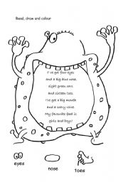 English Worksheet: Monster poem