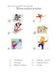 English Worksheet:  winter outdoor activies