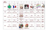 English Worksheet: Timetable with pictures for different subjects