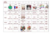 English worksheet: Timetable with pictures for different subjects