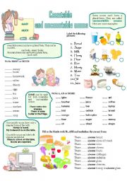 English Worksheet: COUNTABLE AND UNCOUNTABLE NOUNS