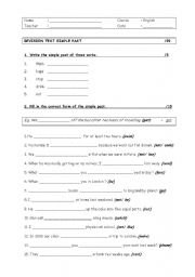 English Worksheet: Grammar test - simple past (regular + irregular verbs)