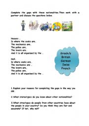 English worksheet: cultural aspects