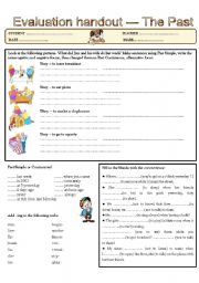 English Worksheet: EVALUATION HANDOUT --- THE PAST