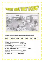 PRESENT CONTINUOUS TENSE -WHAT ARE THEY DOING?