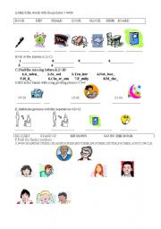 English Worksheet: an exam paper about school  objects,imperatives,numbers and family members