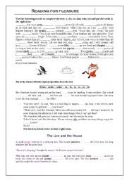 English Worksheet: reading for pleasure