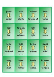 English Worksheet:   Game OPPOSITES Baseball 3/3 - MORE OPPOSITE CARDS