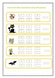 English Worksheet: Connect the letters to create words
