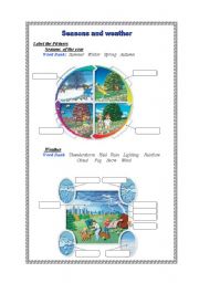 English Worksheet: Seasons and  weather