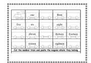 English Worksheet: Number  Word Train