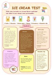 English Worksheet: Ice Cream Test