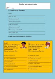 English Worksheet: Reading and comprehension