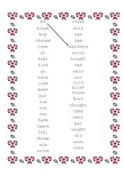 English Worksheet: simple past tense irregular verbs