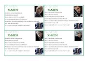 English worksheet: x-men cards 