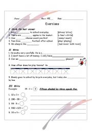 English worksheet: Revision  worksheet