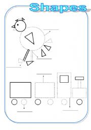 English Worksheet: Shapes...NINE PAGES...carousel-chicken-robot-train-dog-house-kite-frog-bear-cat-fish-plane-ship-lion-cake...FOLLOW THE DOTS AND COLOR...RECTANGLE-CIRCLE-SQUARE-TRIANGLE 