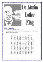 English Worksheet: Martin Luther King (12 pages )