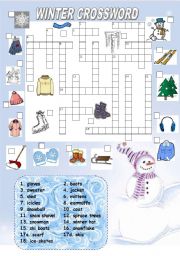 English Worksheet: WINTER CROSSWORD