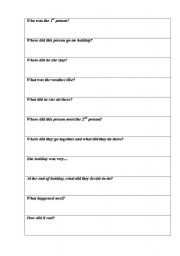 English worksheet: Activity on Past Simple, holidays