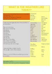 English Worksheet: WHAT IS THE WEATHER LIKE TODAY?