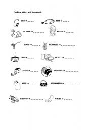 English worksheet: COMBINE LETTERS AND FORM WORDS