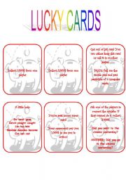 English Worksheet: Grammar monopoly - Lucky cards 2/5