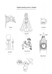 English Worksheet: color and learn about England 