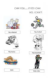 English Worksheet: Can you...?