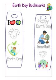 English Worksheet:  Earth Day Bookmarks