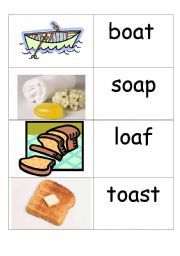English Worksheet: words /pictures cards that contain oa part 1