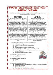 English Worksheet: Two destinations for New Year
