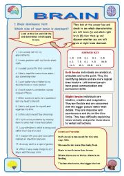 English Worksheet: BRAIN - IT IS AMAZING! Part 2