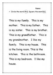 English Worksheet: Sight Word