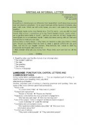 English Worksheet: TIME FOR WRITING, WRITING AN INFORMAL LETTER