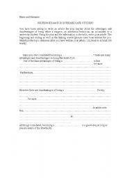 English Worksheet: writing exam for intermediate students