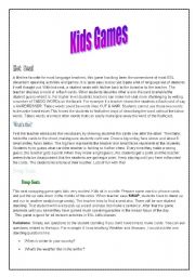 English Worksheet: Kids Games