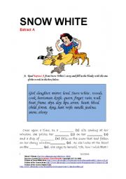 English Worksheet: Snow White Extract A
